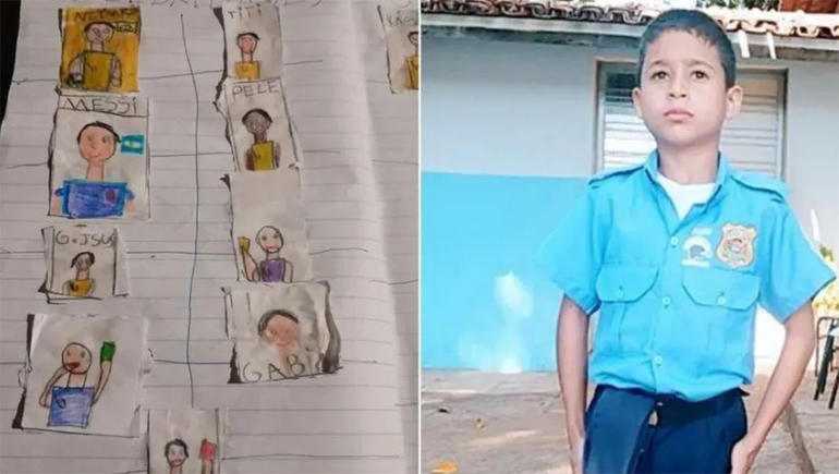 El nene que dibujó figuritas del Mundial porque no podía comprarlas