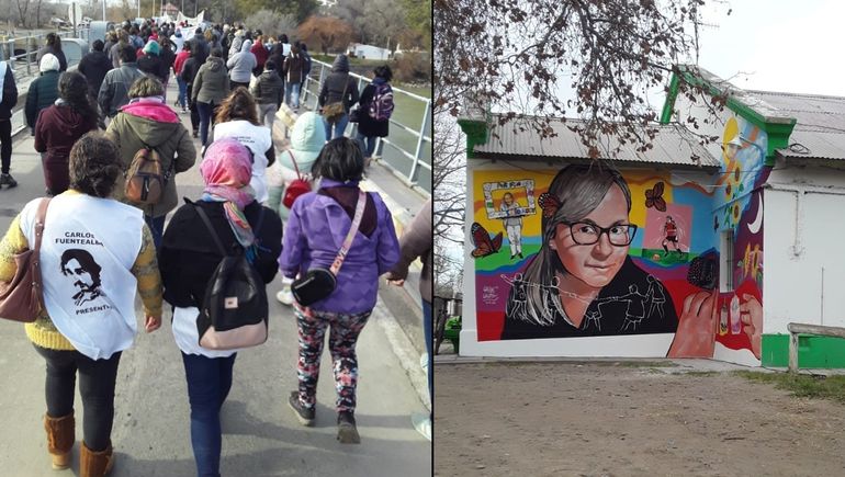 Minuto de silencio y una rosa al río Neuquén: la emotiva marcha por Mónica Jara