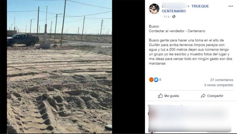 Denunciado por violencia de género, hizo un llamado por las redes para tomar el terreno de su ex
