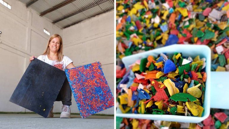 De la casa a un galpón, recupera plástico para hacer muebles