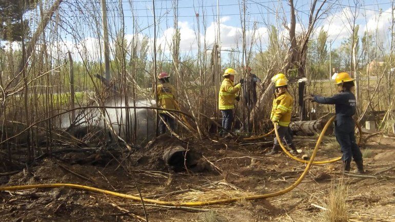 Los bomberos de Plottier impidieron que el fuego se propagara.