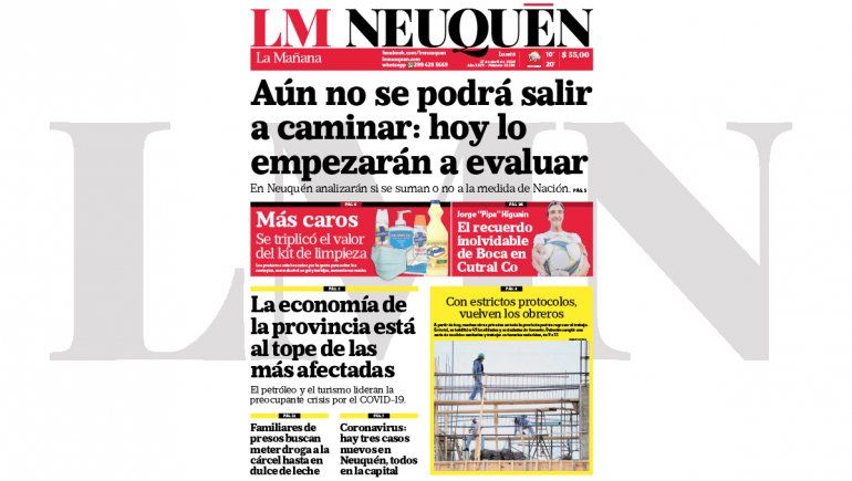 La edición impresa de LM Neuquén de hoy