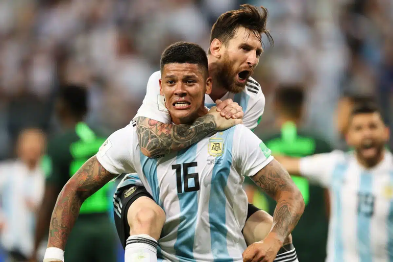 Marcos Rojo y Lionel Messi compartieron los mundiales de Brasil 2014 y Rusia 2018. Marcos Rojo y Lionel Messi compartieron los mundiales de Brasil 2014 y Rusia 2018.