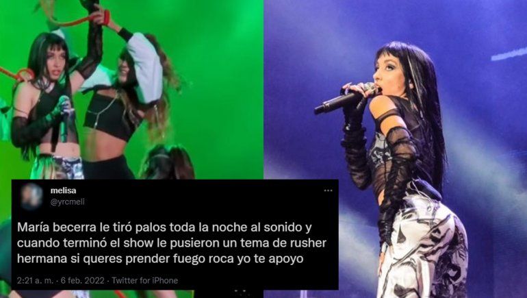 No daba: María Becerra terminó de cantar y le pusieron un tema de Rusher