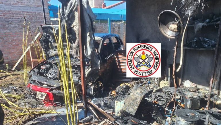 El incendio de un vehículo afectó gran parte de una vivienda en Plottier