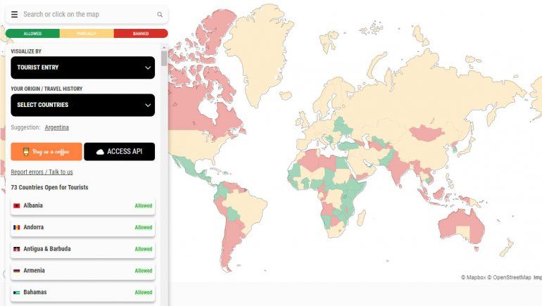 El mapa interactivo que te dice dónde podes viajar y qué restricciones hay