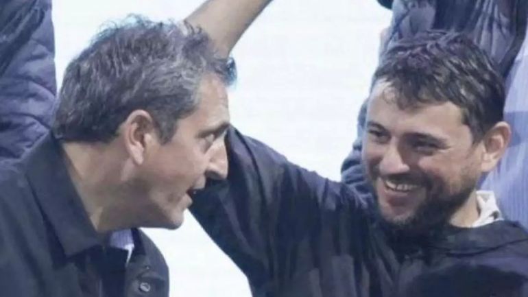 Sergio Massa y Juan Grabois juntos, en un momento distinto del partido. Sergio Massa y Juan Grabois juntos, en un momento distinto del partido.