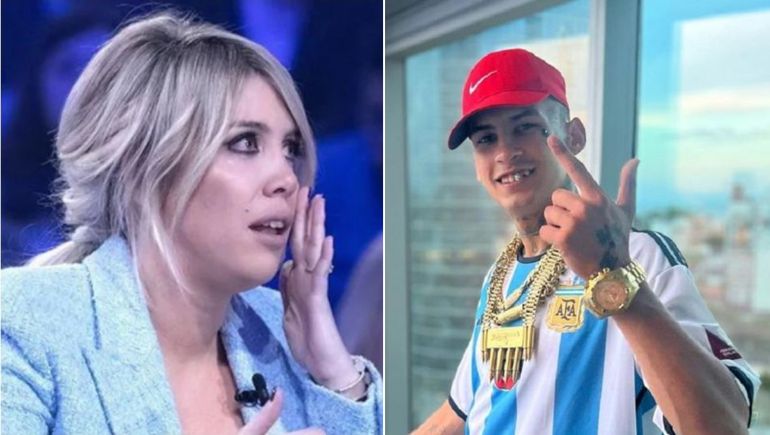 Wanda Nara se emocionó al ver a L-Gante cantando el himno.