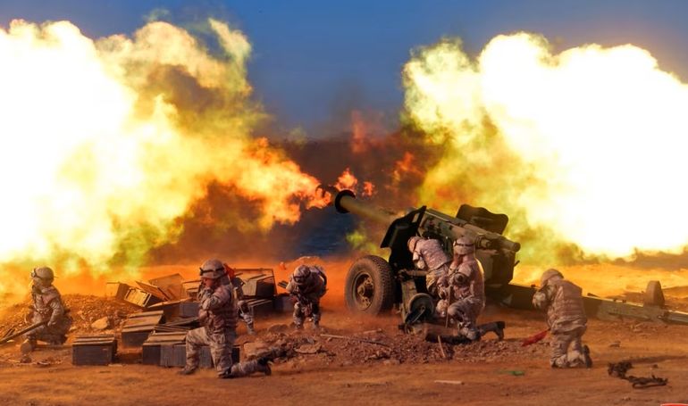 Un obús de 152 milímetros de fabricación norcoreana. Un obús de 152 milímetros de fabricación norcoreana.