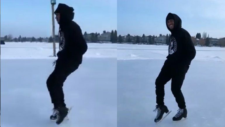 Instagram: hizo la caminata lunar en la nieve y con patines