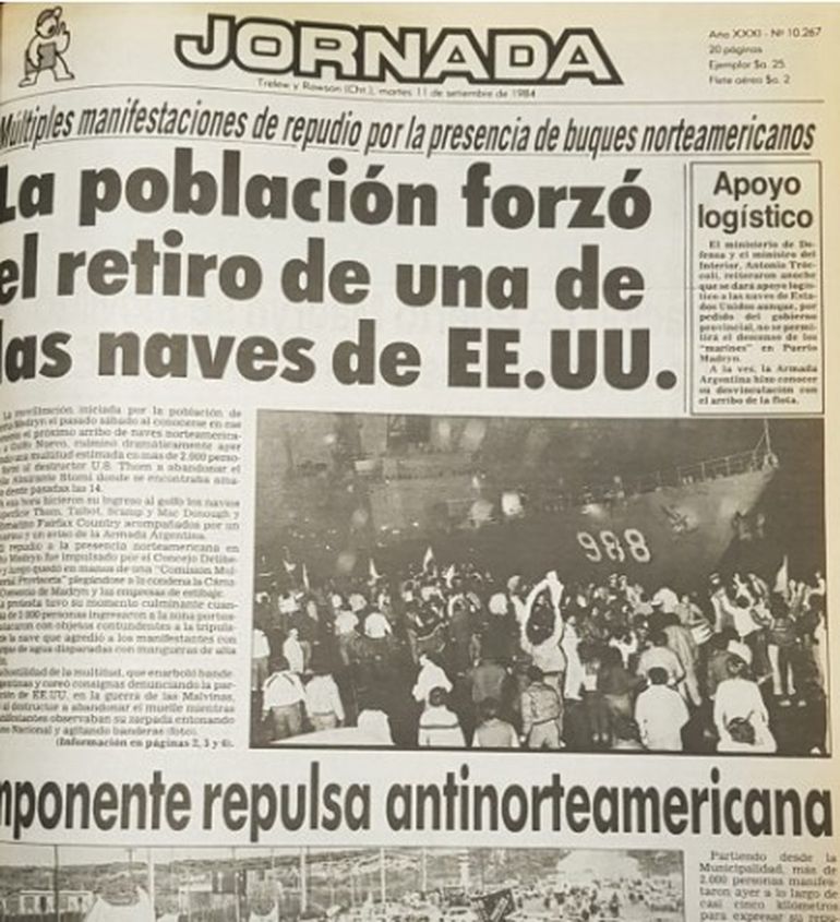 La noticia en el diario Jornada, con las imágenes del fotógrafo Daniel Feldman: por el 40 aniversario, en Puerto Madryn inauguraron una muestra oficial con registros como éste de aquel 10 de septiembre. La noticia en el diario Jornada, con las imágenes del fotógrafo Daniel Feldman: por el 40 aniversario, en Puerto Madryn inauguraron una muestra oficial con registros como éste de aquel 10 de septiembre. 