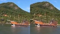 Según la empresa que opera el barco turístico en Brasil, la moto acuática estaba en un sector no habilitado para detenerse. Según la empresa que opera el barco turístico en Brasil, la moto acuática estaba en un sector no habilitado para detenerse.