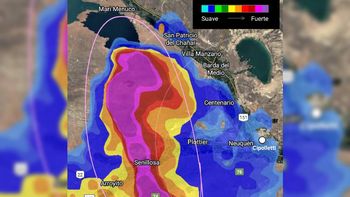 El mapa de las tormentas en el Alto Valle. (Foto: Fernando Frassetto) El mapa de las tormentas en el Alto Valle. (Foto: Fernando Frassetto)