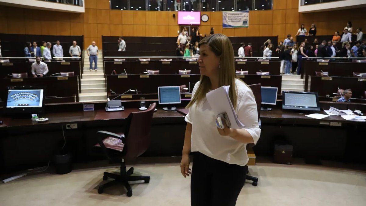 Gloria Ruiz al final de la sesión especial en la Legislatura / Foto
