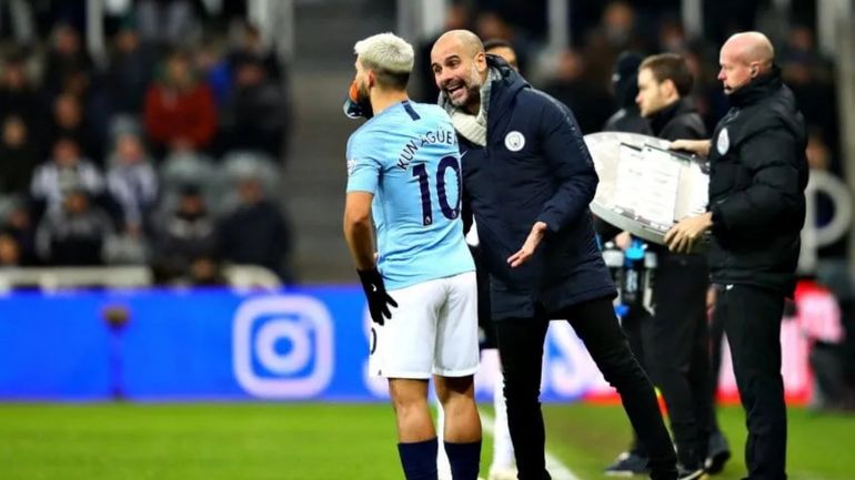 El Kun Agüero y Pep Guardiola El Kun Agüero y Pep Guardiola