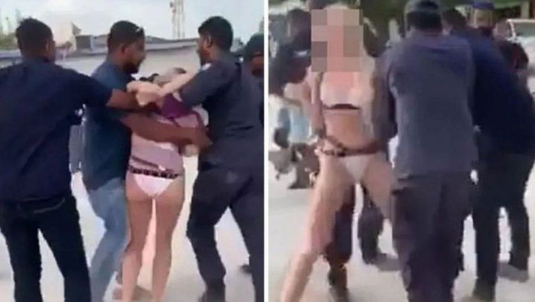 Detienen a una británica por usar bikini en la playa