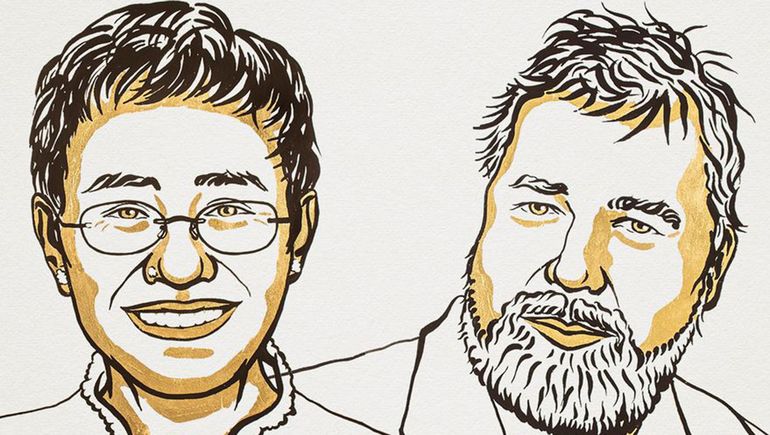 Entregaron el Nobel de la Paz a dos periodistas por su lucha por la libertad de expresión