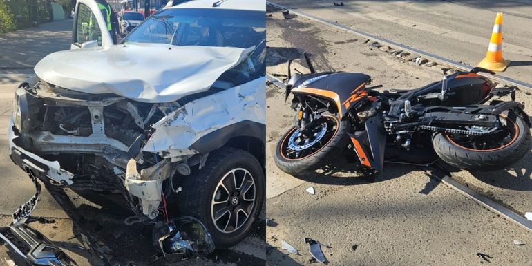 Así quedó la camioneta y la moto en la que viajaban los motociclistas en Rusia. Así quedó la camioneta y la moto en la que viajaban los motociclistas en Rusia.