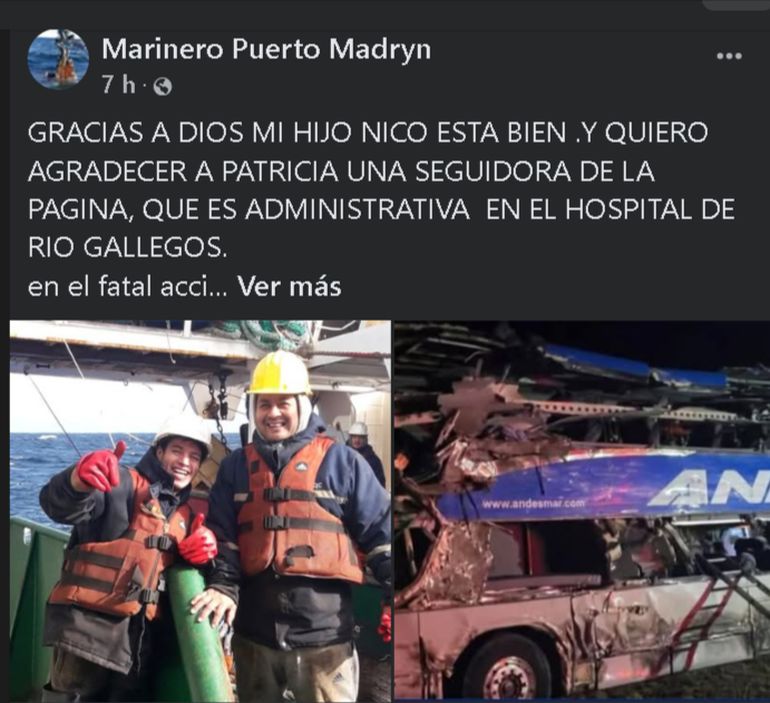 El posteo del padre de Nicolás en la página de Facebook que resultó clave para que pudieran ubicar a su hijo tras el accidente en Santa Cruz. El posteo del padre de Nicolás en la página de Facebook que resultó clave para que pudieran ubicar a su hijo tras el accidente en Santa Cruz.
