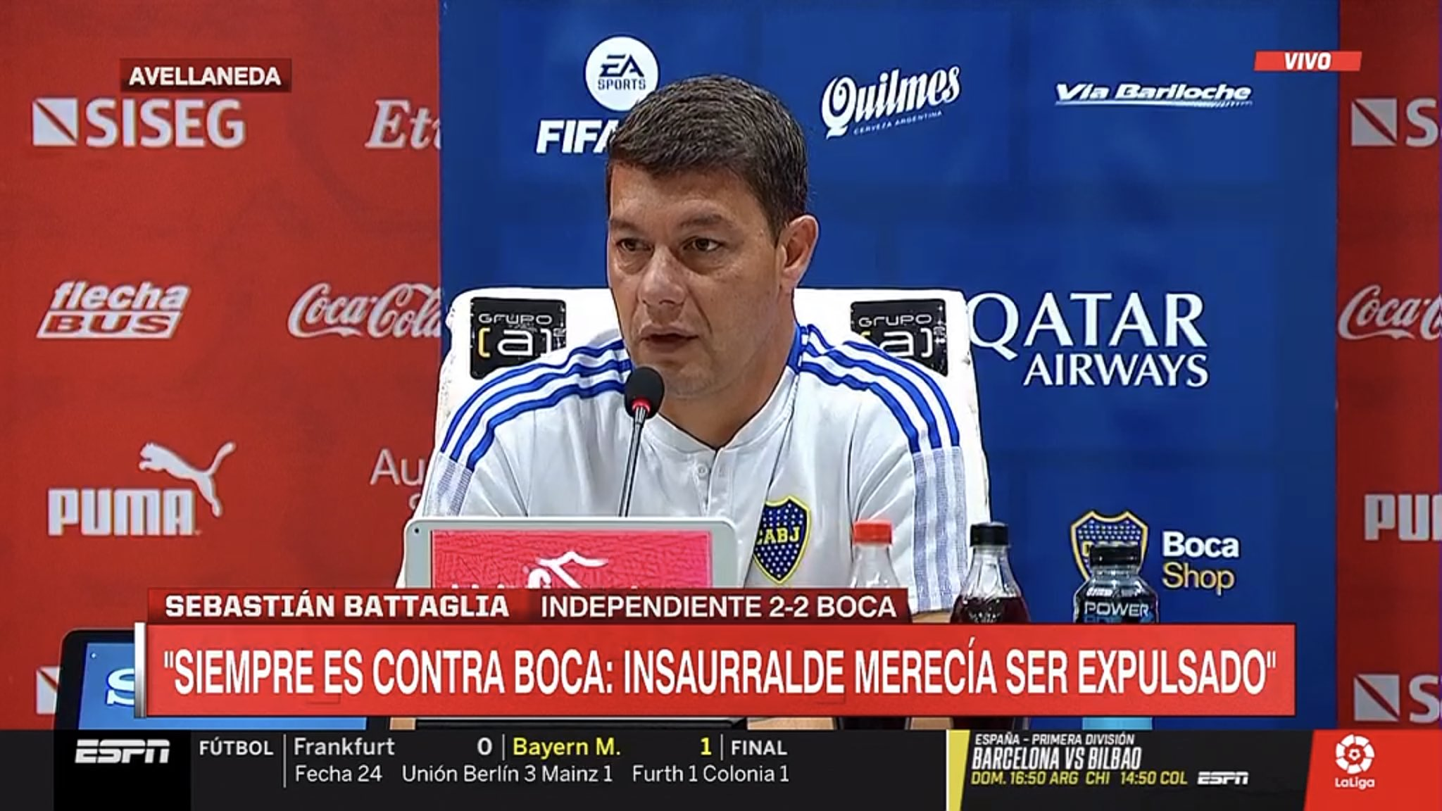 La bronca de Battaglia contra Tello: Siempre contra Boca