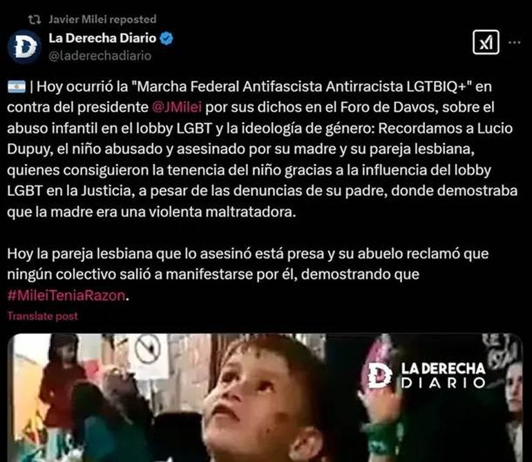 Tras la masiva Marcha Federal Antifascita LGBTIQ+ en contra de los dichos discriminatorios de Javier Milei hacia la comunidad LGBTIQ+, el propio mandatario, Cristina Kirnchne y figuras de la política emitieron su opinión en las redes sociales.