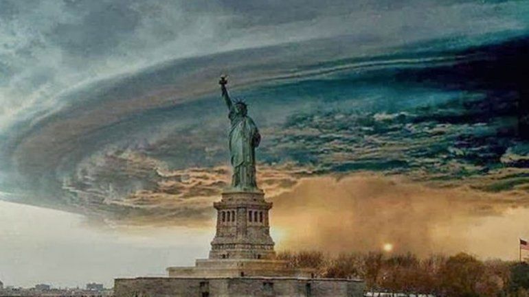 Un tornado que se va acercando a Nueva York