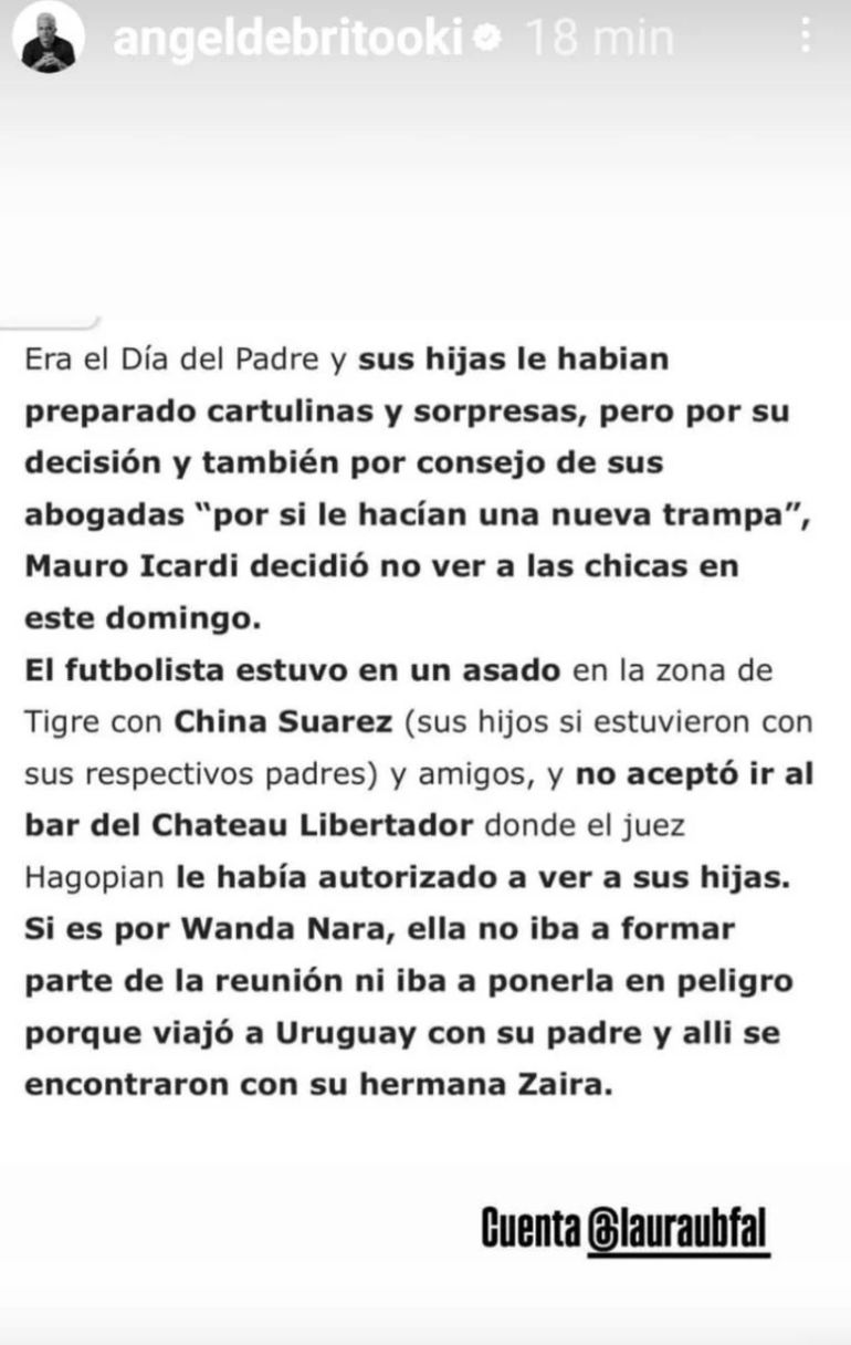 Mauro Icardi no vio a sus hijas el Día del Padre Mauro Icardi no vio a sus hijas el Día del Padre