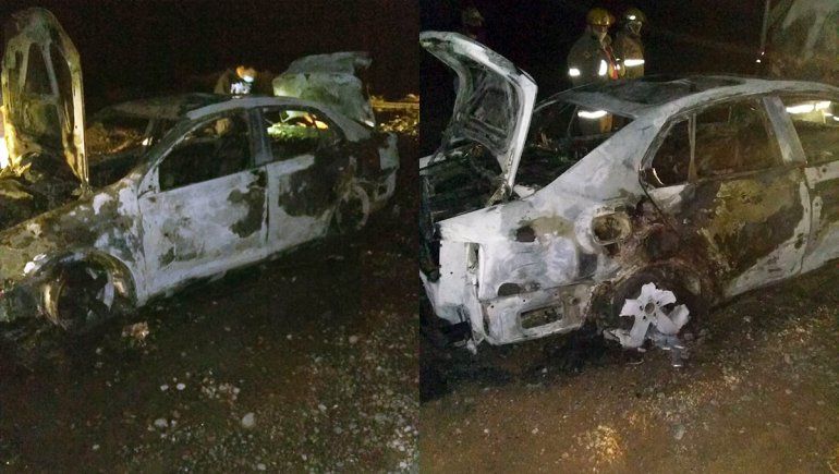 Un auto se prendió fuego en medio de la Ruta 151