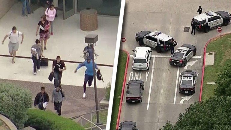 Los estudiantes salieron corriendo cuando la policía rodeó el lugar y evacuó el campus.