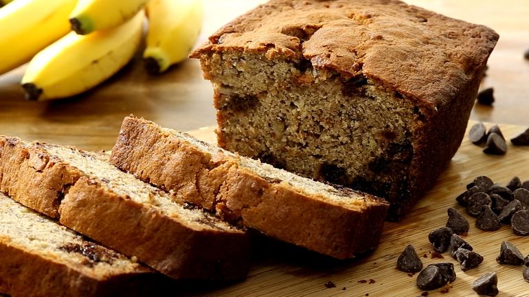 Budín de bananas con chocolate.