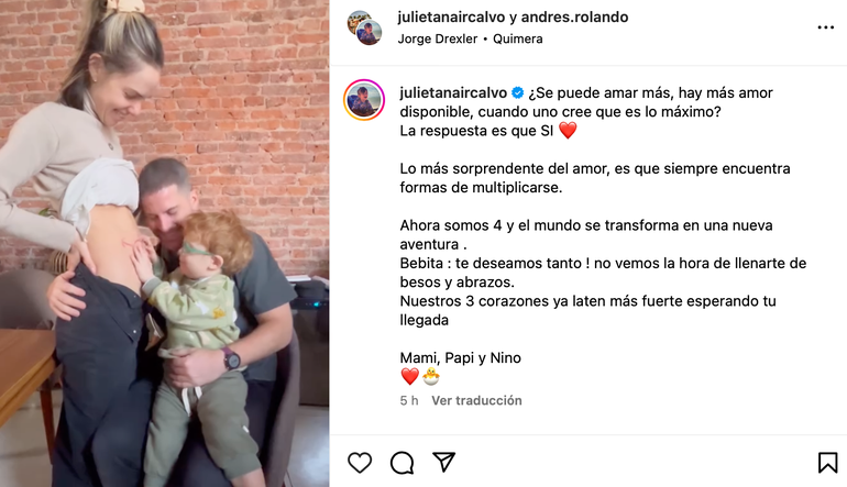 Julieta Nair Calvo está esperando a su segundo hijo. Julieta Nair Calvo está esperando a su segundo hijo. 