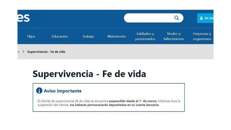 Anses: se extiende hasta marzo suspensión de fe de vida
