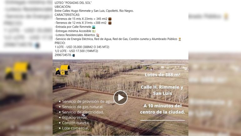 La promoción de los lotes en Posada del Sol. La promoción de los lotes en Posada del Sol.