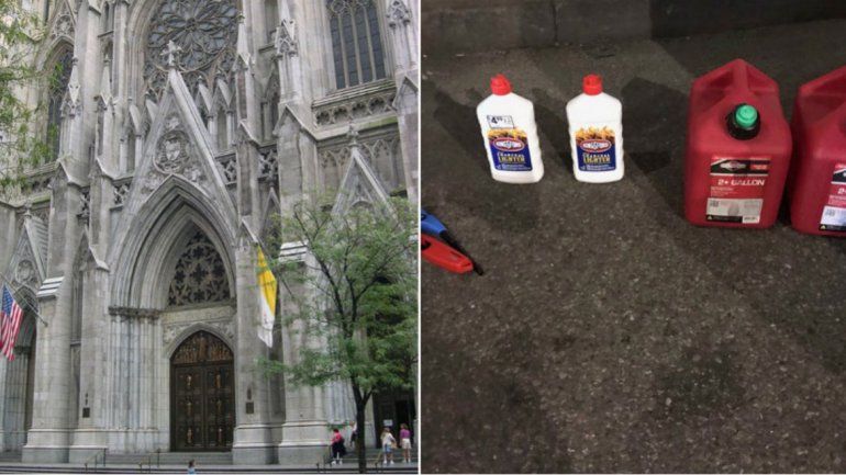 Entró a la catedral de Nueva York con bidones de nafta