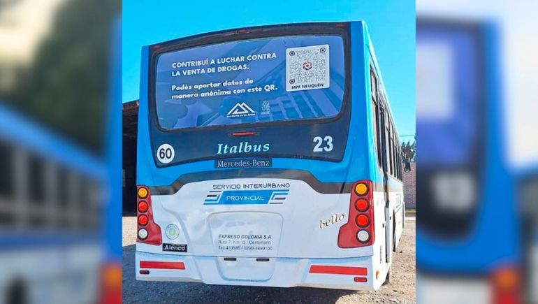 Los colectivos de San Martín de los Andes ya ostentan el QR para denunciar microtráfico
