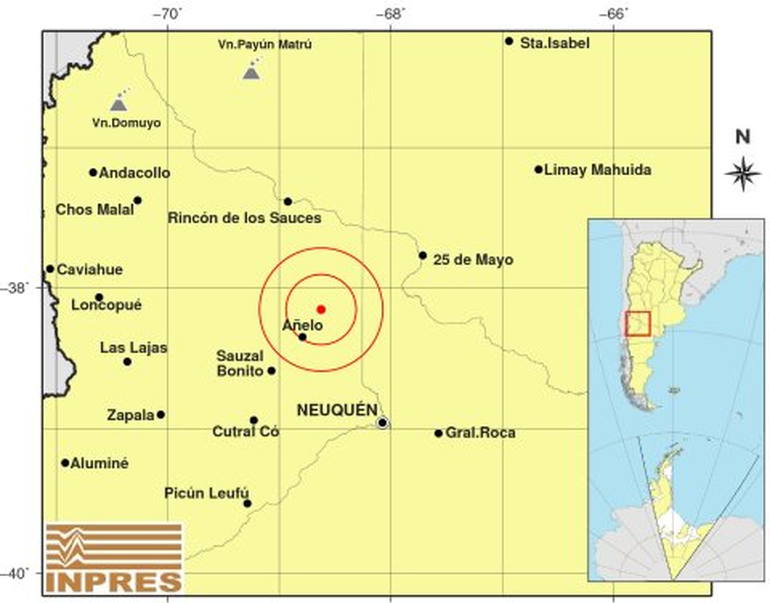 El nuevo sismo registrado durante este 2024 en la provincia de Neuquén. El nuevo sismo registrado durante este 2024 en la provincia de Neuquén.