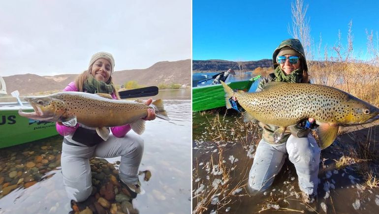 Patricia con sus dos recompensas mayores en la práctica de la pesca. Patricia con sus dos recompensas mayores en la práctica de la pesca.