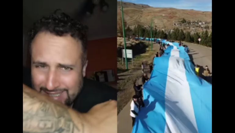 Un influencer español quedó impactado con la bandera gigante de Andacollo.