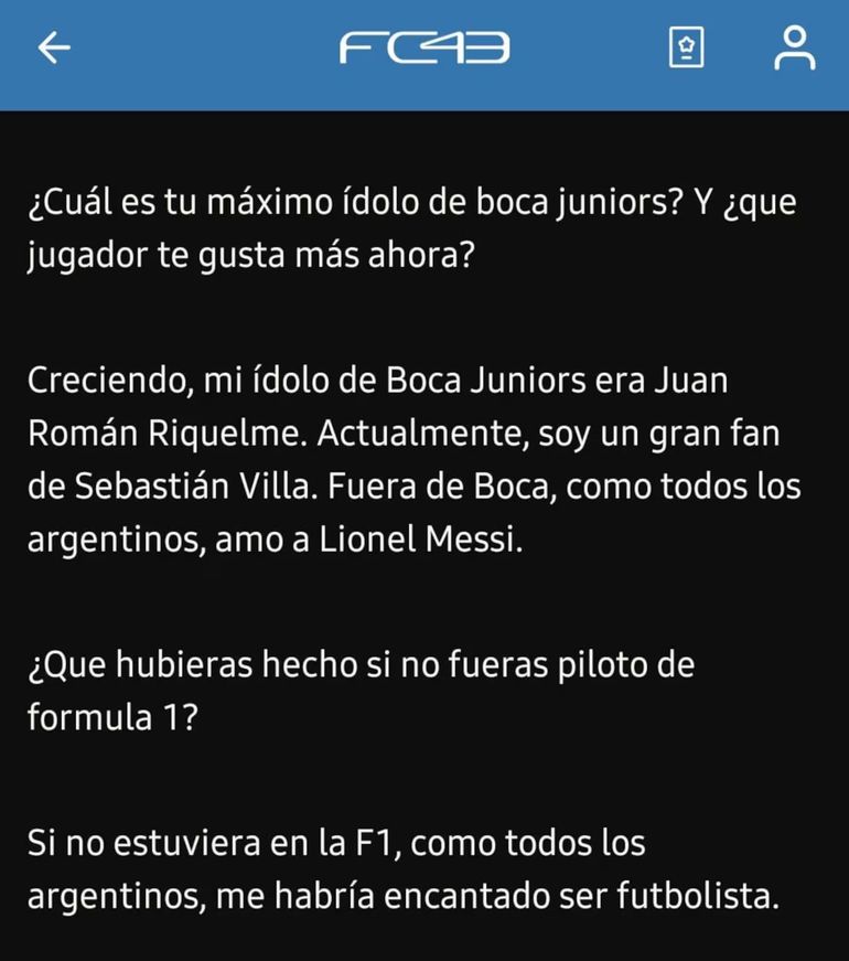 El mensaje de Franco Colapinto
