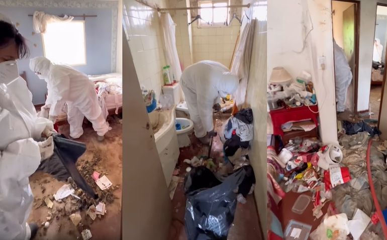 Cayó en depresión durante la pandemia y su casa se convirtió en una montaña de basura