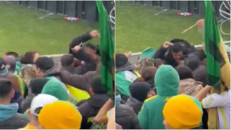 Escándalo: la barra de Aldosivi, a los facazos en la popular en medio del partido ante Newells