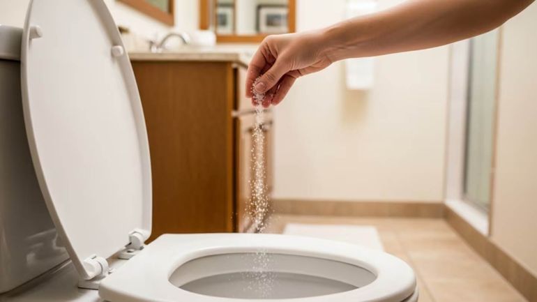 Utilizar sal en el inodoro ayuda a una limpieza y desinfección profunda. Utilizar sal en el inodoro ayuda a una limpieza y desinfección profunda.