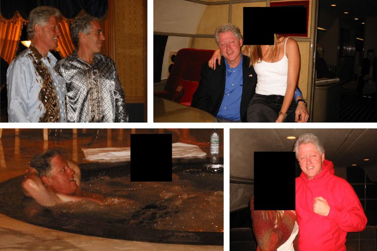El ex presidente norteamericano aparece en varias fotos junto a Jeffrey Epstein, la esposa del magnate, Ghislaine Maxwell y una mujer no identificada. El ex presidente norteamericano aparece en varias fotos junto a Jeffrey Epstein, la esposa del magnate, Ghislaine Maxwell y una mujer no identificada.