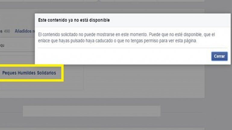 El Facebook de la supuesta asociación fue cerrado hace horas.