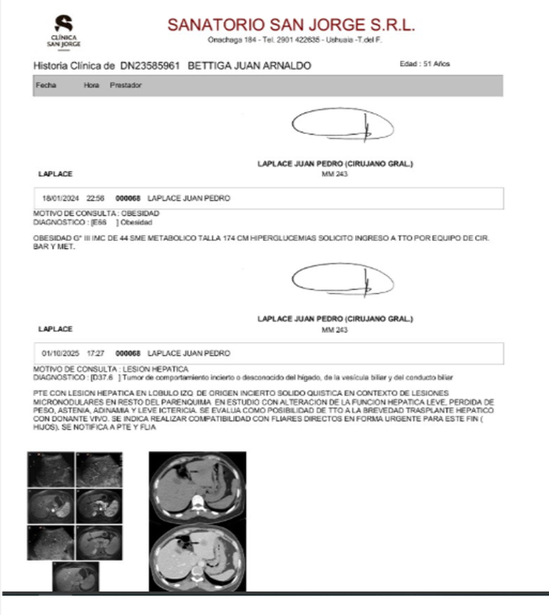 El padre del joven fueguino envió su histórica clínica para fundamentar su pedido humanitario. El padre del joven fueguino envió su histórica clínica para fundamentar su pedido humanitario.