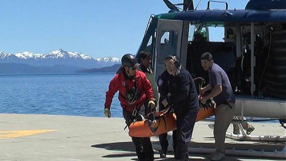 Cerca de las 13, el joven de 32 años fue rescatado en helicóptero.