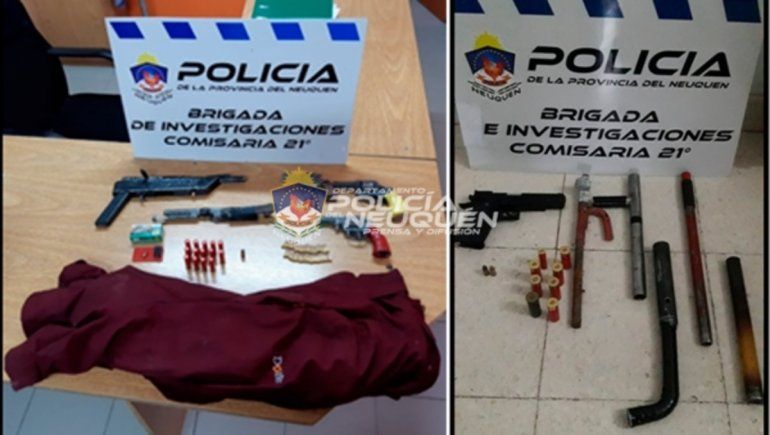 Las armas secuestradas en la vivienda de barrio El Progreso.