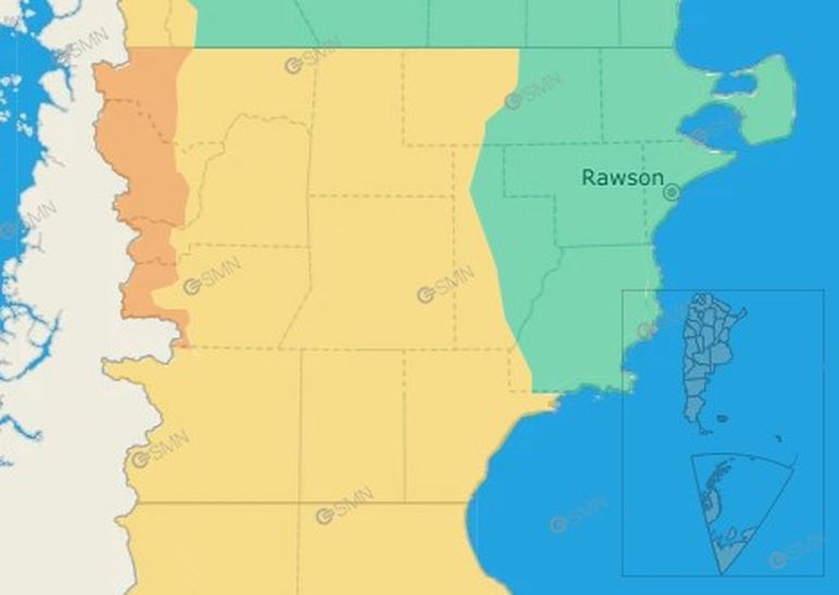 Alerta del Servicio Meteorol&oacute;gico para el 11 de junio en Chubut.
