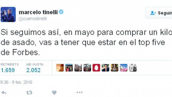 El mensaje de Marcelo Tinelli ayer en Twitter.