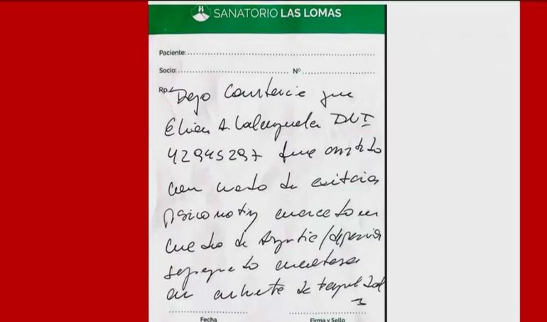 El certificado médico de L-Gante que mostró Laura Ubfal